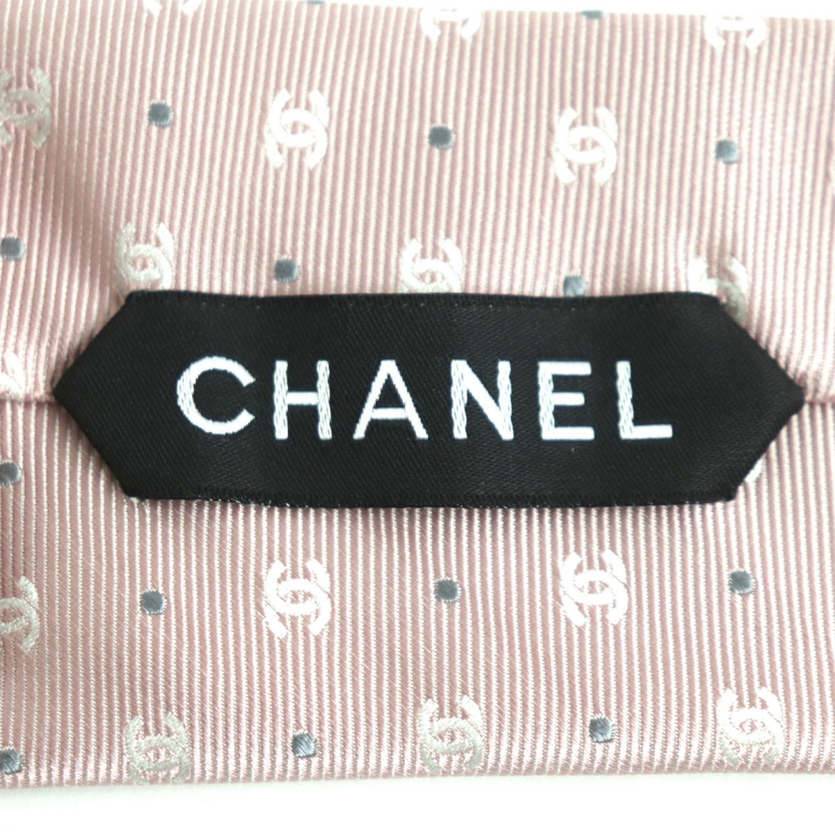 未使用品▽CHANEL シャネル ココマーク柄×ドット柄 シルク100