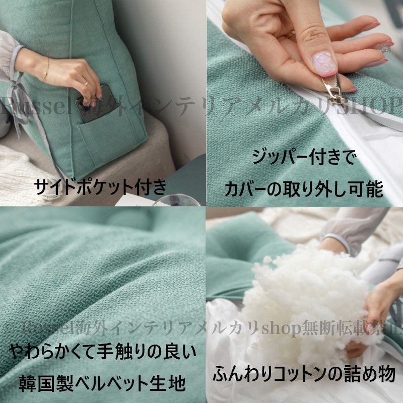 ヘッドボード ベルベット 三角 120cm 枕 背もたれ Navy ヘッドボード ベルベット 三角 ふわふわ ベッド クッション