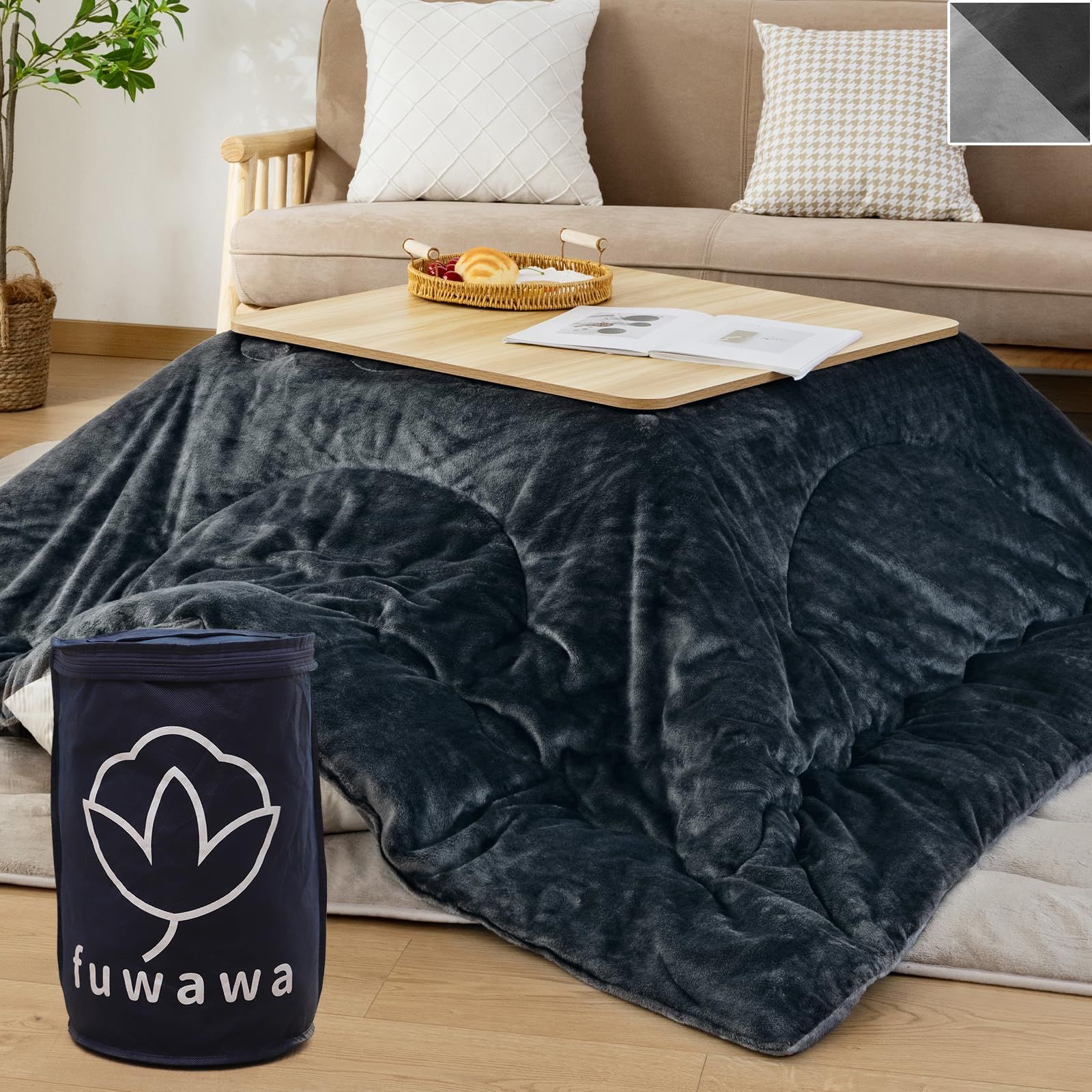 【在庫処分】冬用 190x240cm コタツ布団 厚手 単品 こたつ用布団【体にフィットする縫製】リバーシブル 洗える こたつ厚掛け布団 静電気防止 大判 撥水防ダニ加工 抗菌防臭 長方形 キルティン