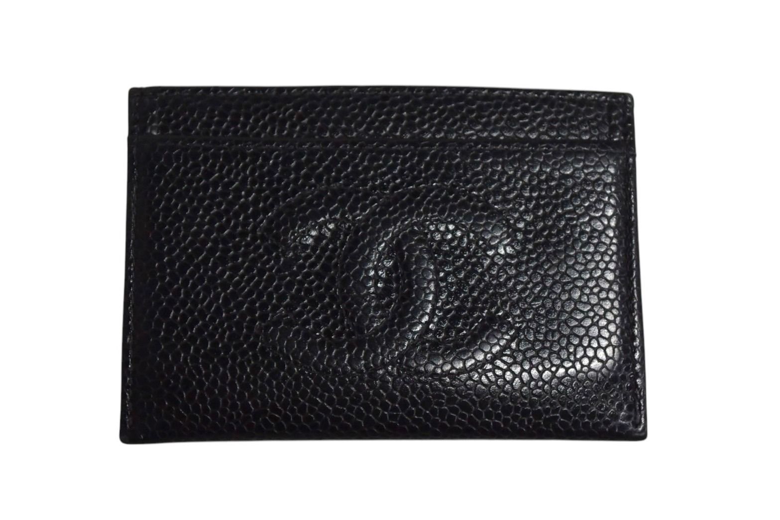 CHANEL シャネル カードケース 名刺入れ 5番台 ココマーク イタリア製 キャビアスキン ブラック 4b000481