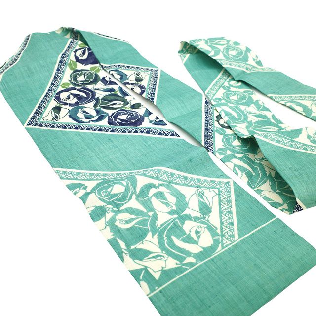 本麻　栗山吉三郎　名古屋帯　夏用 新品】 夏物 名古屋帯 未使用 栗山吉三郎 本大麻 和染紅型 麻 薄