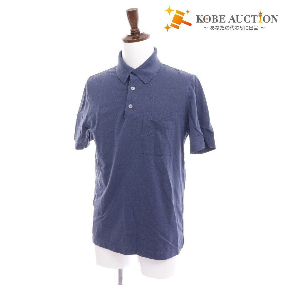 □ エルメス ポロシャツ 半袖 トップス Hロゴ 刺繍 ポケット付き