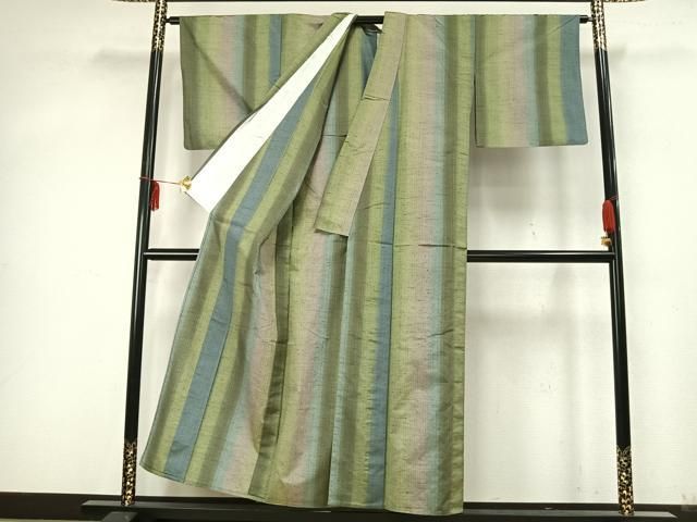 平和屋着物○上質な紬 横段花文 正絹 逸品 未使用 AABA0368zg