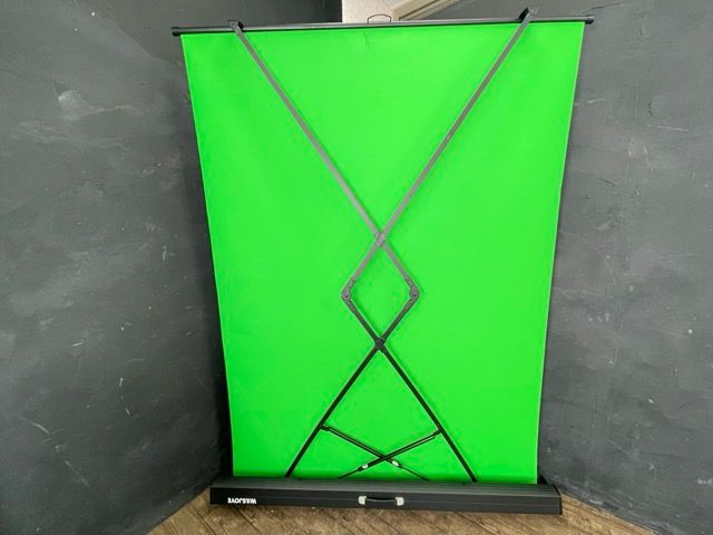 WASJOYE 自立式 ロールスクリーン 撮影用 投影面150x200cm グリーンバック |513991