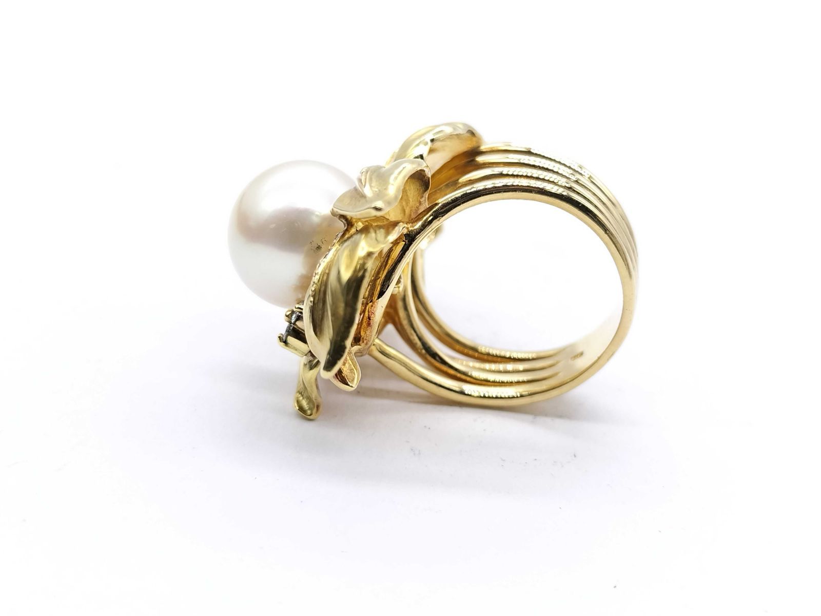 南洋パール 直径約 12.4mm ダイヤ K18 21.2g リング(貴金属) 宝石 