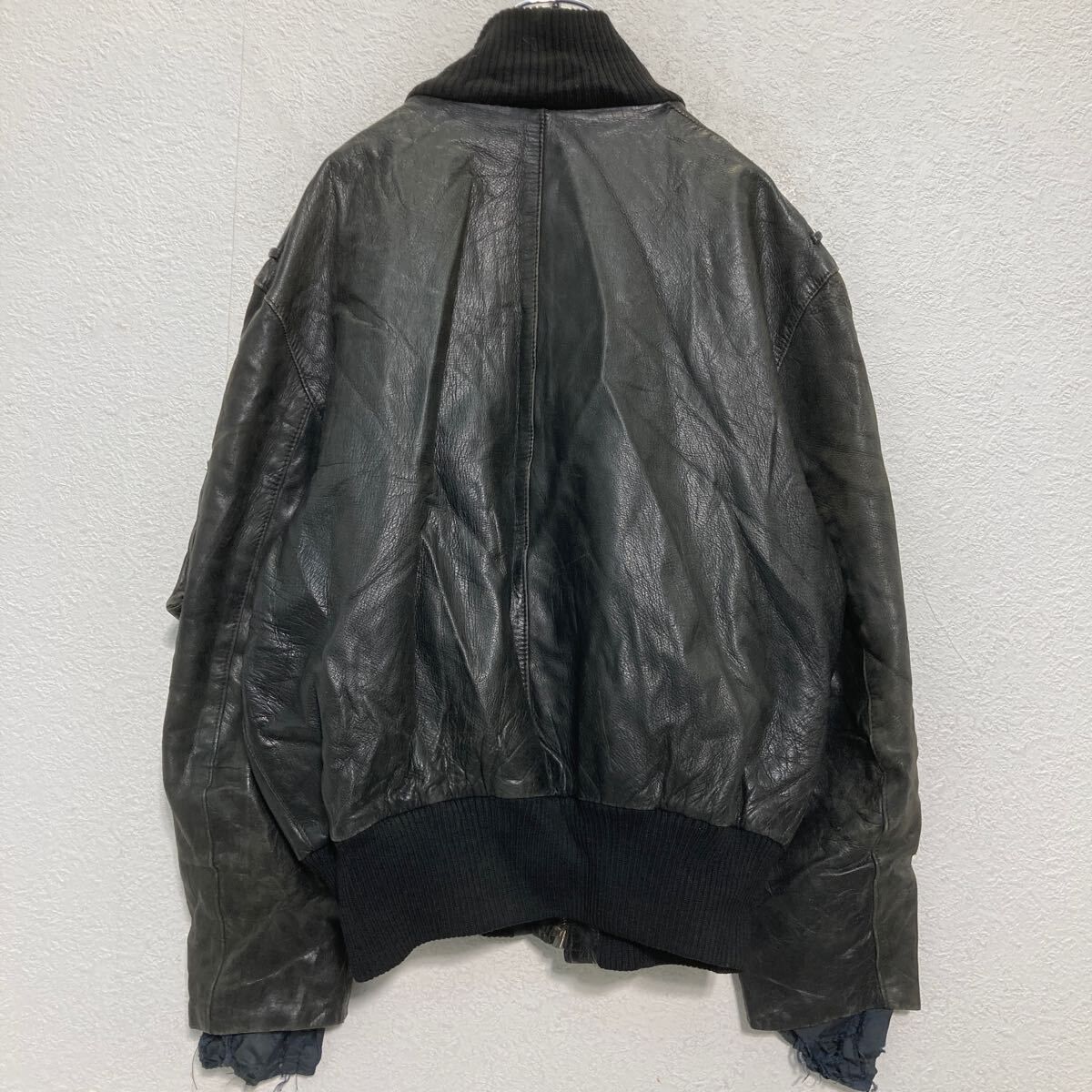 ドイツ軍 レザー フライトジャケット L～ ブラック 民間品 ミリタリー