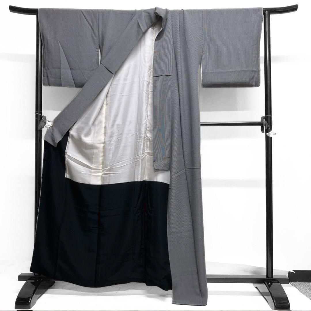 万筋 モノトーン 縦縞 小紋 着物 021a p 【公式通販】