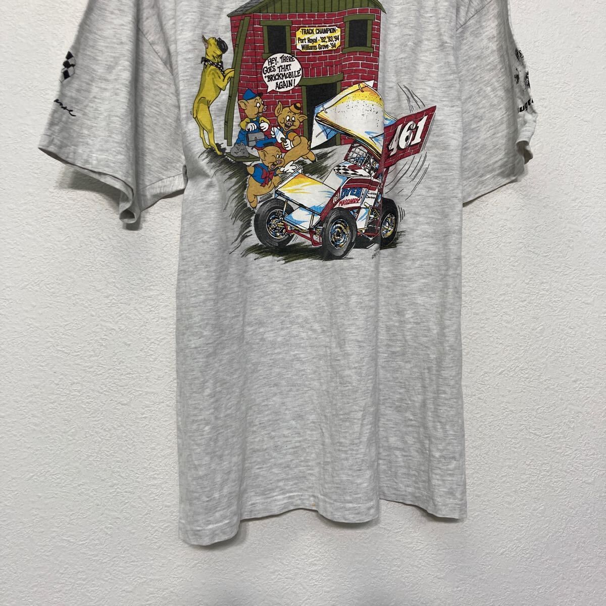 Hanes 半袖 プリント Tシャツ XL ホワイト ヘインズ 90s 三匹の子豚 パックプリント クルーネック 古着卸 アメリカ仕入 a607-5555