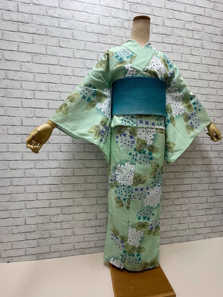 女性用 浴衣 フリーサイズ 綿麻 レディース ゆかた 黒 桜 68446-68447 浴衣 レディース 女性浴衣単品 「アイボリー 藤紫色、連菊」綿浴衣