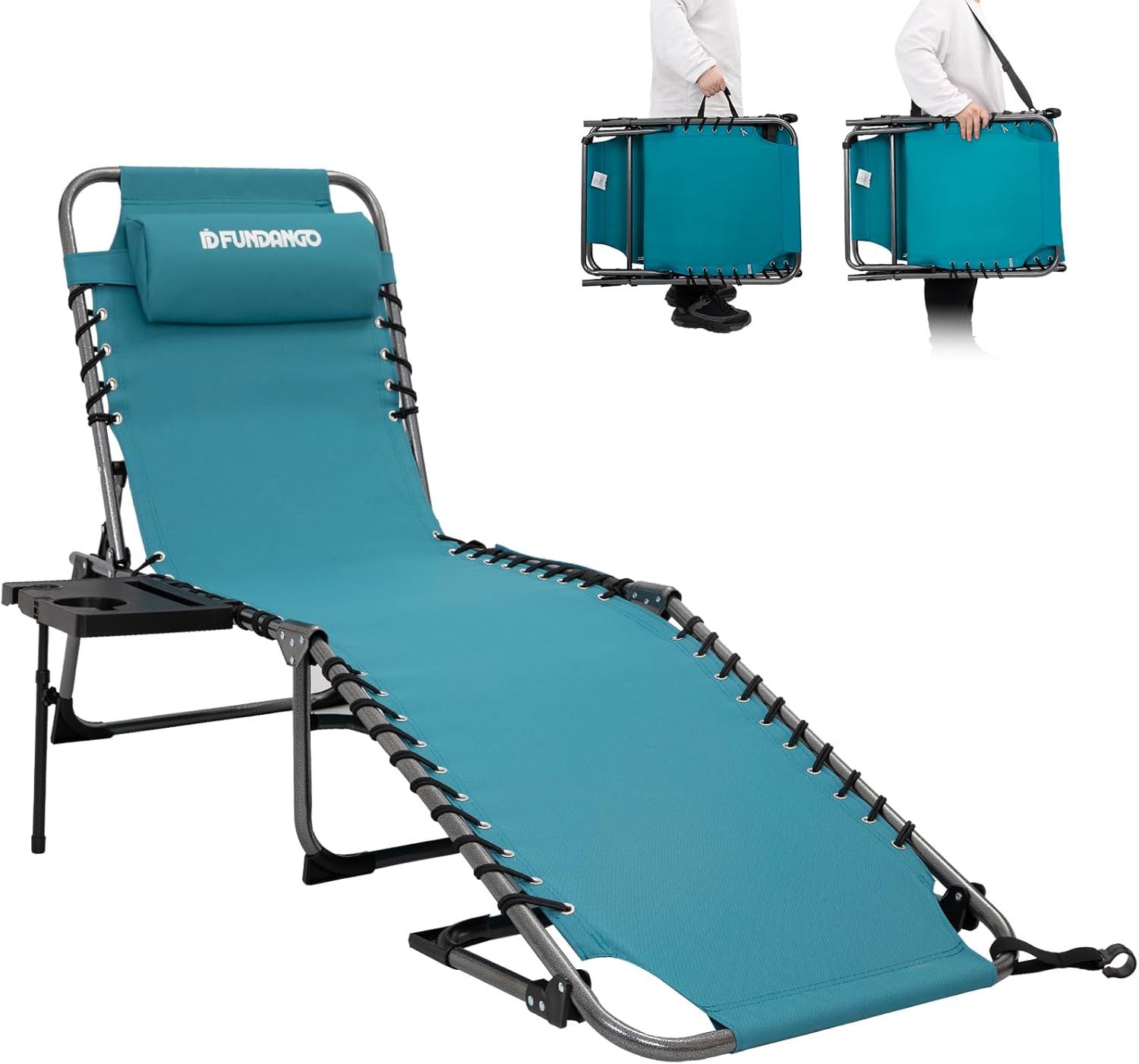 FUNDANGO コット キャンプ リクライニング ベッド アウトドア 折りたたみ キャンピング デッキチェア 耐荷重120kg 青