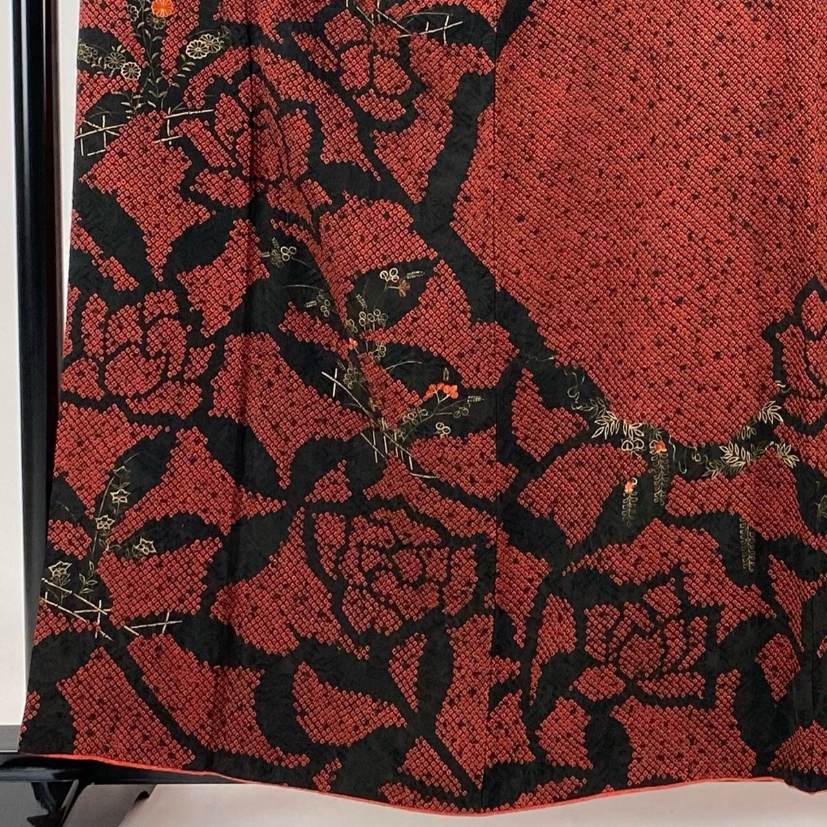 訪問着 刺繍 絞り 花 袷 正絹 裄65 丈159.5 袖49 【公式通販】