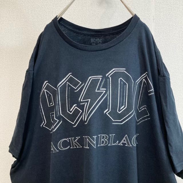 AC/DCバンドTシャツバックインブラック大きいサイズ80sリバイバル名盤ジャケット黒レトロ古着