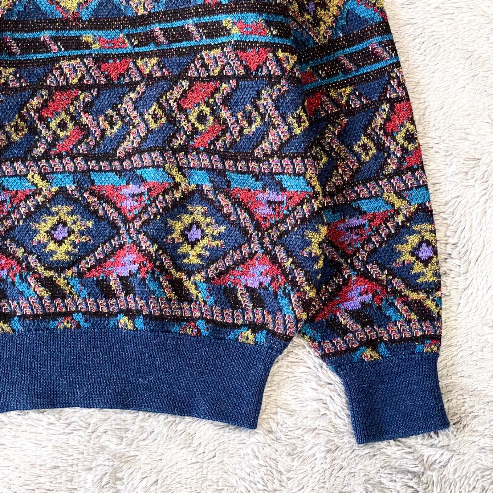 古着 ungaro ウンガロ 柄ニット セーター マルチ 総柄 レトロ ビンテージ フランス パリ 定番アイテム ニット セーター 