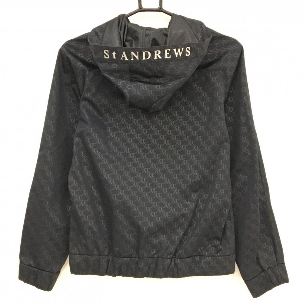 超美品】セントアンドリュース ジップパーカー 黒 ロゴ総柄地模様