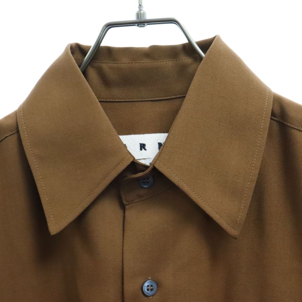 MARNI (マルニ) 21SS トロピカルウールミリタリー 半袖シャツ ブラウン  