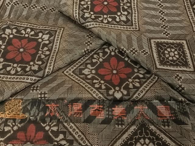 平和屋着物○本場大島紬 龍郷絣 反端付き 正絹 逸品 未使用 AAAU0369np  