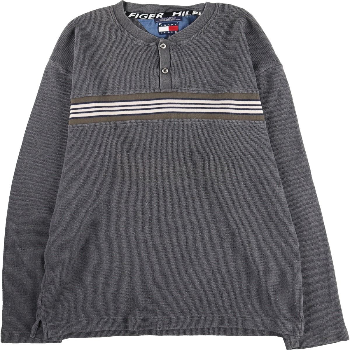 古着 90年代 トミーヒルフィガー TOMMY HILFIGER ヘンリーネック サーマルロンT ワッフル メンズXL ヴィンテージ/eaa425920