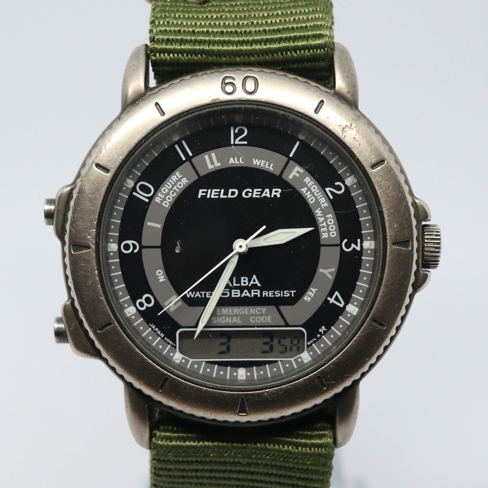 稼働品 SEIKO ALBA アルバ FIELD GEAR フィールドギア KINETIC 裏スケ 