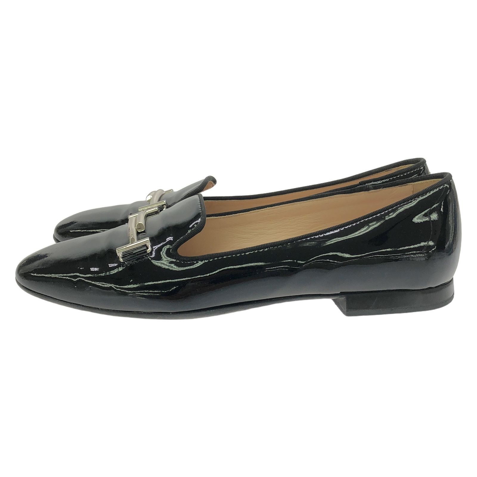 トッズ TOD'S ローファー フラットシューズ ブラック エナメルレザー