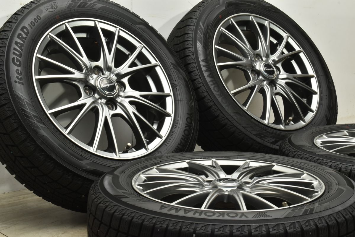 バリ溝 エクシーダー 15in 5.5J 45 PCD100 ヨコハマ アイスガード6 iG60 175 65R15 アクア フィット キューブ スイフト ポルテ