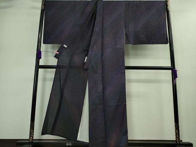 絶対お買い得！ 平和屋着物 上 夏物 男性 小紋 キングサイズ 紋紗 花繋ぎ 深紫色地 暈し染め DZAA9192kh5 【爆売り！】