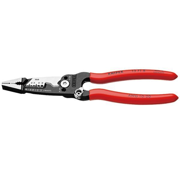 KNIPEX クニペックス 電気技師用多機能ペンチ プラスチックコーティング サイズ200×46×15mm 1371-8