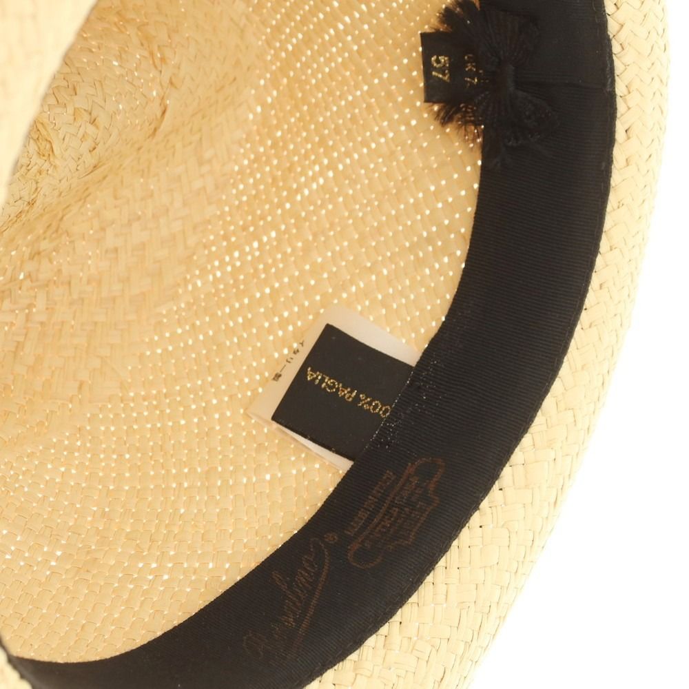 中古】ボルサリーノ Borsalino ストローハット ベージュ【サイズ57  