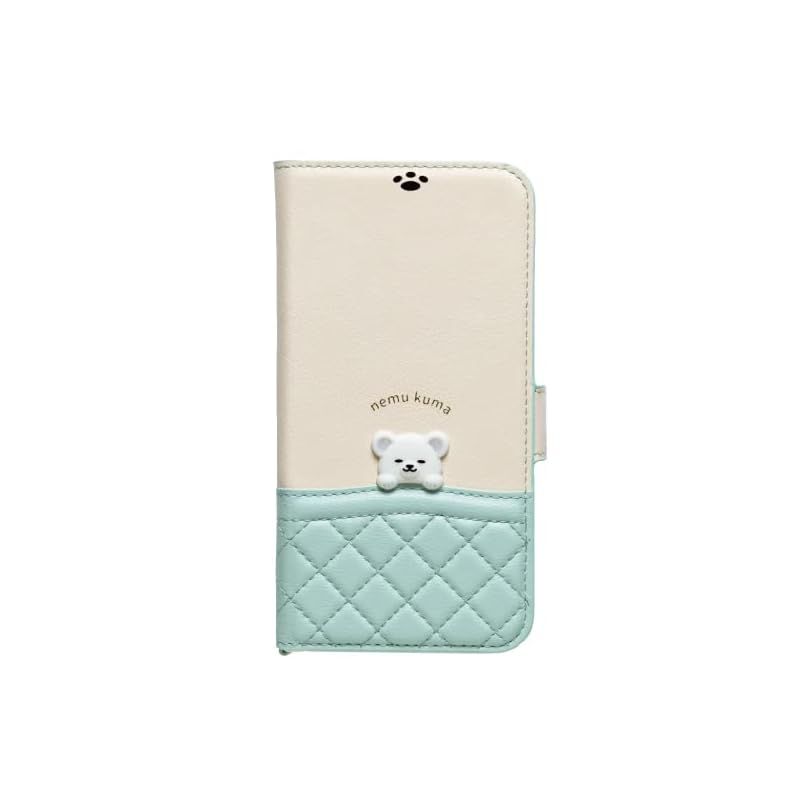 新品　NATURALdesign iPhone 15 / 14 / 13 ケース 兼用 手帳型 くま ストラップ付 NemuKuma (アイスブルー)