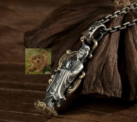 観音菩薩像 ペンダント ネックレス お守り御本尊 S999純銀 開運十二干支お守り本尊 観世音菩薩仏像 祈る 厄除け Color 単独ペンダント