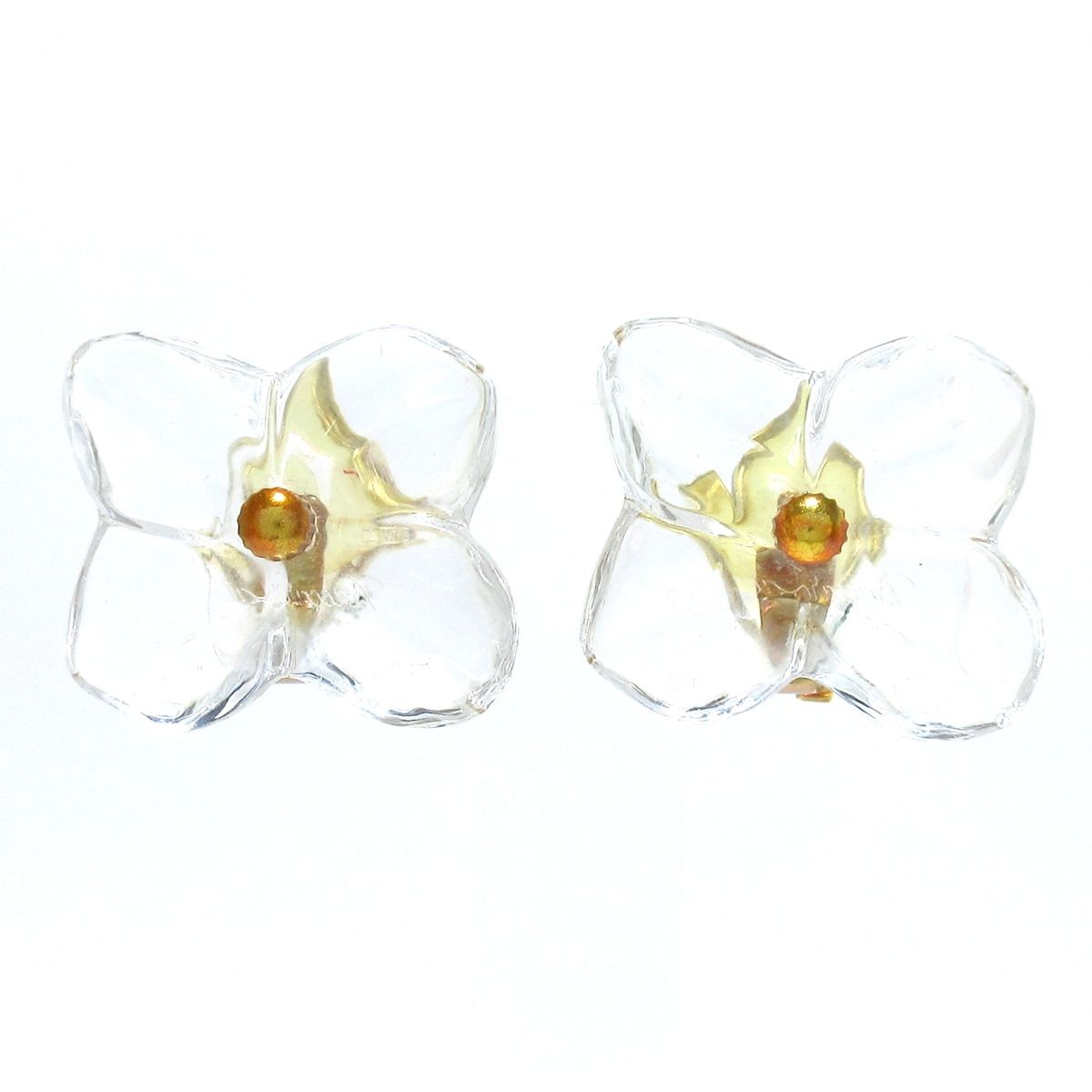 ふう。 バカラ オルテンシア 花の形状 クリアピアス 18金 低 価格 通販