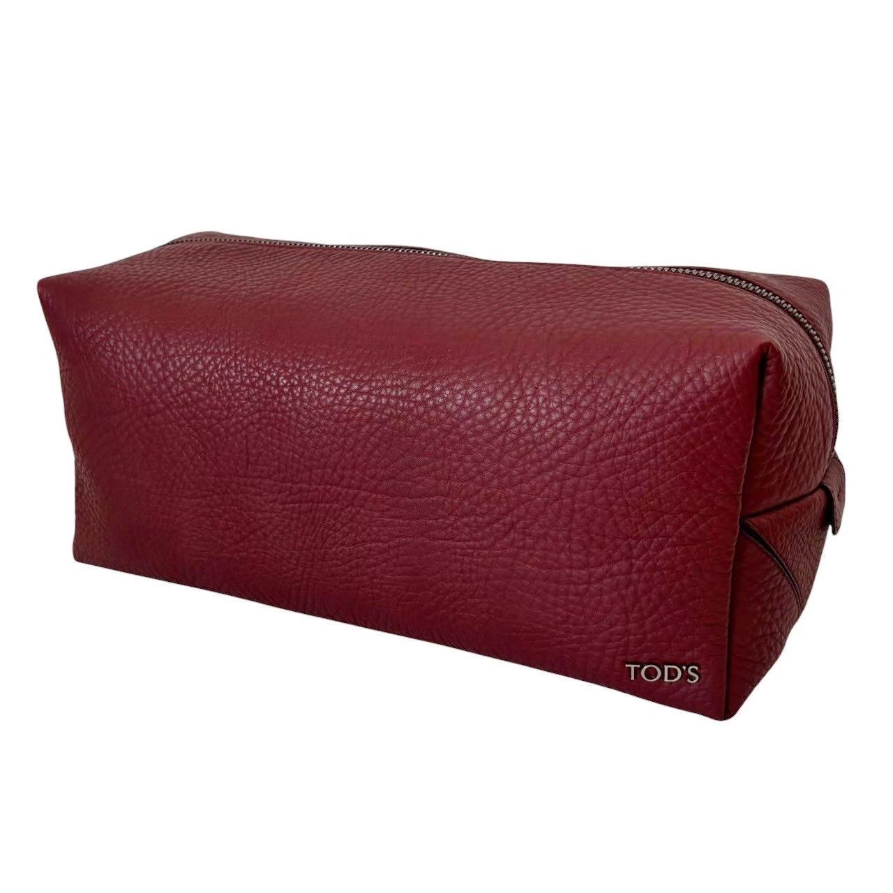 TOD’S トッズ ポーチ 赤系 ボルドー ビックポーチ レザー レディース