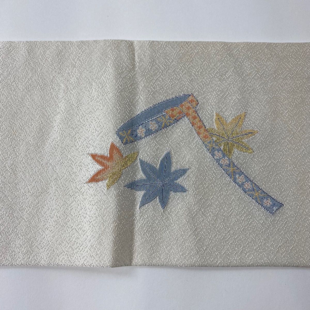 袋帯 正絹 刺繍 金糸 銀糸 鶴 桜 中古（袋帯 美品 秀品 亀甲