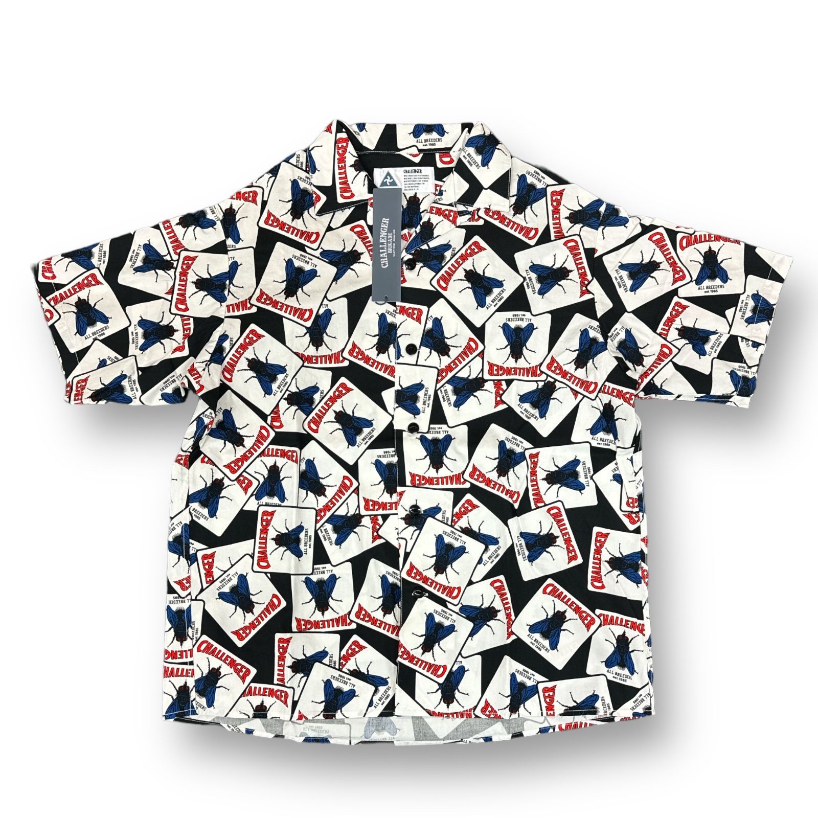 CHALLENGER 半袖シャツ フライ柄 M 新品 CHALLENGER 24SS S/S FLY SHIRT（BLACK）フライシャツ ハエ