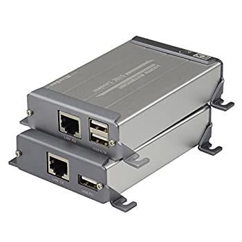 MiraBox KVM HDMI USBエクステンダー USB2.0パススルー POC機能搭載 262フィート (80m) Cat5 Cat5e Cat6 Cat6e シングルLANケーブル ロスレス 遅