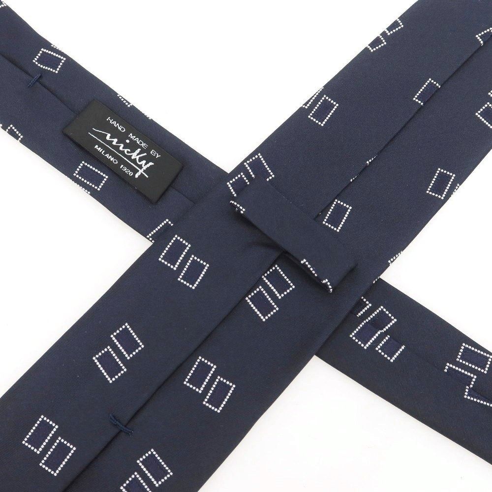 ニッキー nicky シルク 小紋柄ネクタイ ダークネイビーxホワイト メンズ CAMPINGPARCCENTRAL_COM