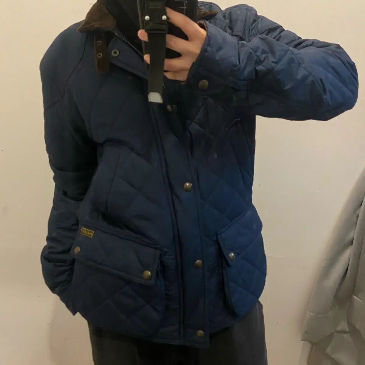 価格比較でお得にお買物。 ポロラングプロレン ネックバックル ネイビー キルティング ジャケット