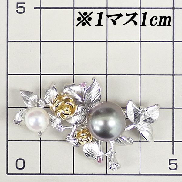 新品　真珠ブローチ　南洋白蝶真珠　黒蝶真珠　マルチカラー　コサージュ 黒蝶真珠(南洋真珠) ブローチ ダイヤモンド アコヤ真珠 マルチ