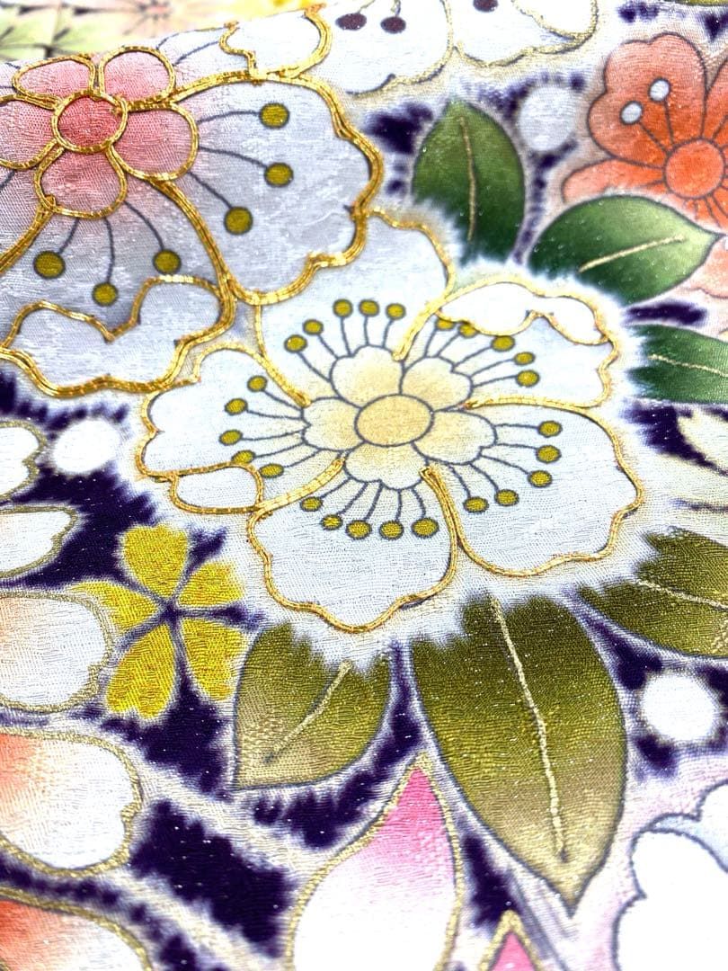 振袖 仮絵羽 辻ヶ花 金彩 銀通し 舞台衣装 正絹 未仕立て品 八掛付き 振袖 仮絵羽 辻ヶ花 金駒 金彩 銀通し舞台衣装 正絹 未仕立て品 八掛