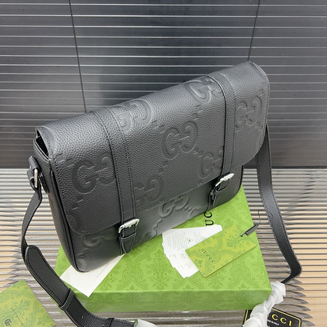 P 1640グッチ GG牛革カバー付き郵便配達バッグメンズカジュアル