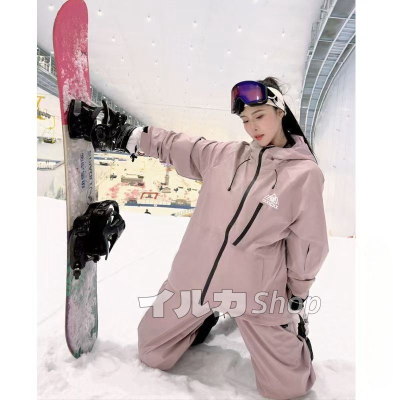 2024年新作 スキーウェア 上下セット 無地 ピンク メンズ レディース