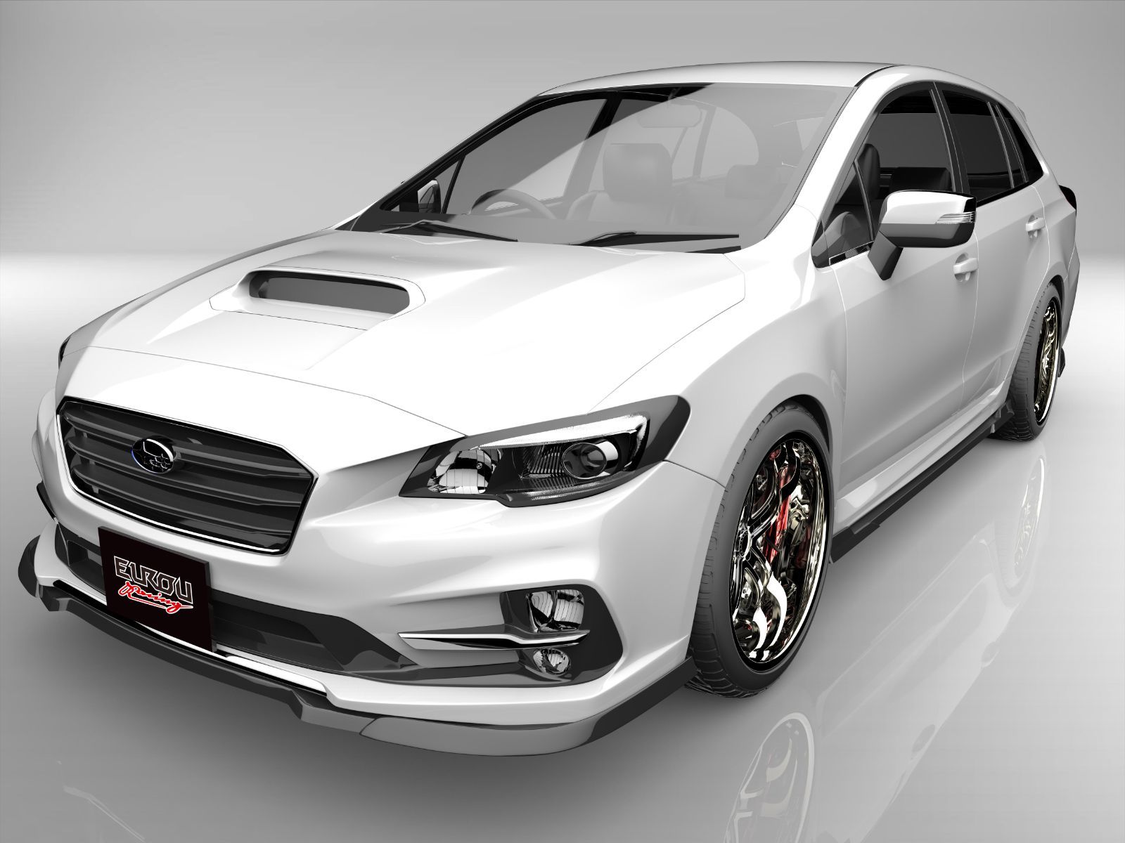 レヴォーグ・ＶＭ ＳＴＩ Type フロントアンダースポイラー ABS製　 & 　スカートリップ チェリーレッド 純正色塗装 スバル用 レヴォーグ VM型 前期用 フロント