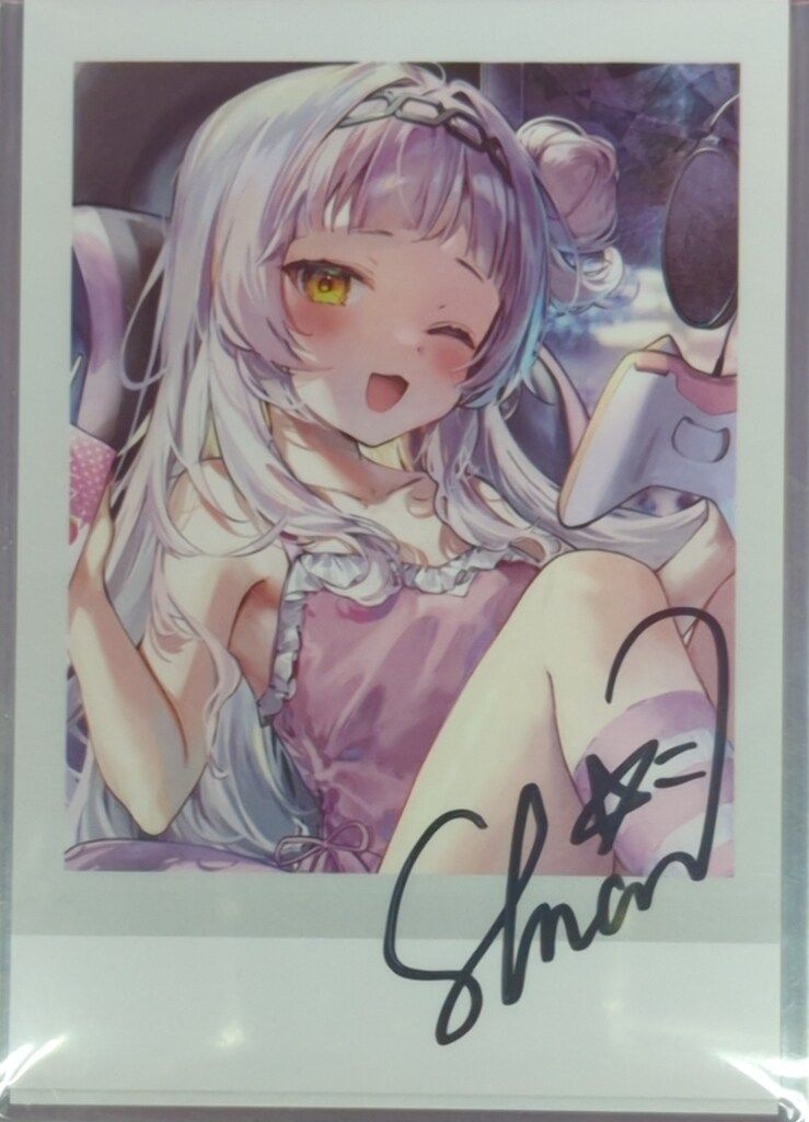 ホロライブ 紫咲シオン 直筆サイン入り チェキ風ブロマイドカード lashinbangtsuuhan_l05411755