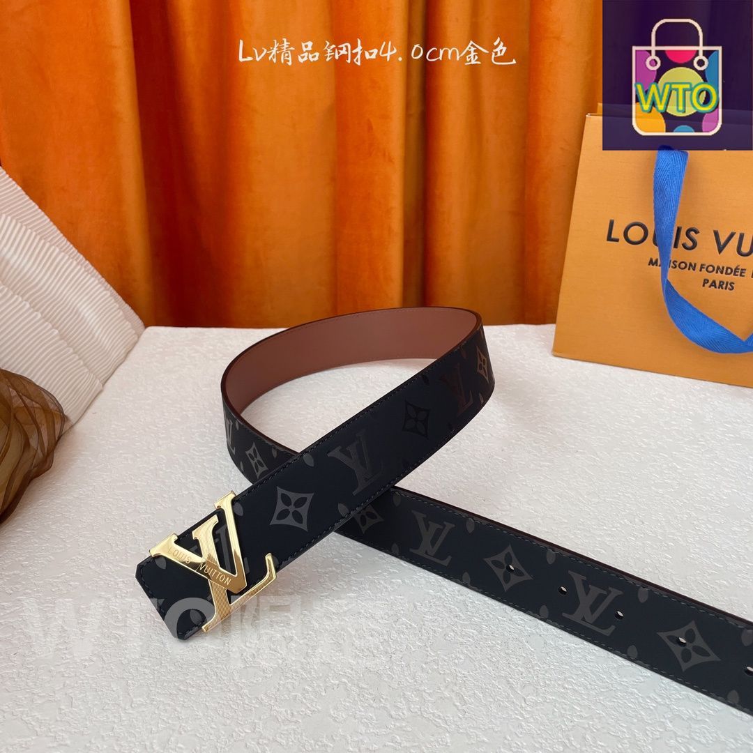 Louis Vuitton レザーベルト Louis Vuitton 黒 レザー ベルト - メルカリ