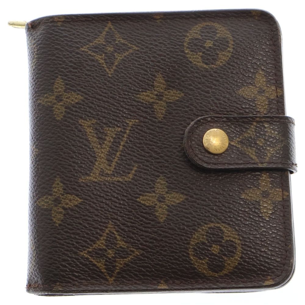 LOUIS VUITTON (ルイヴィトン) モノグラムキャンバス コンパクトジップ ウォレット 二つ折り財布 ブラウン M61667 CA0015