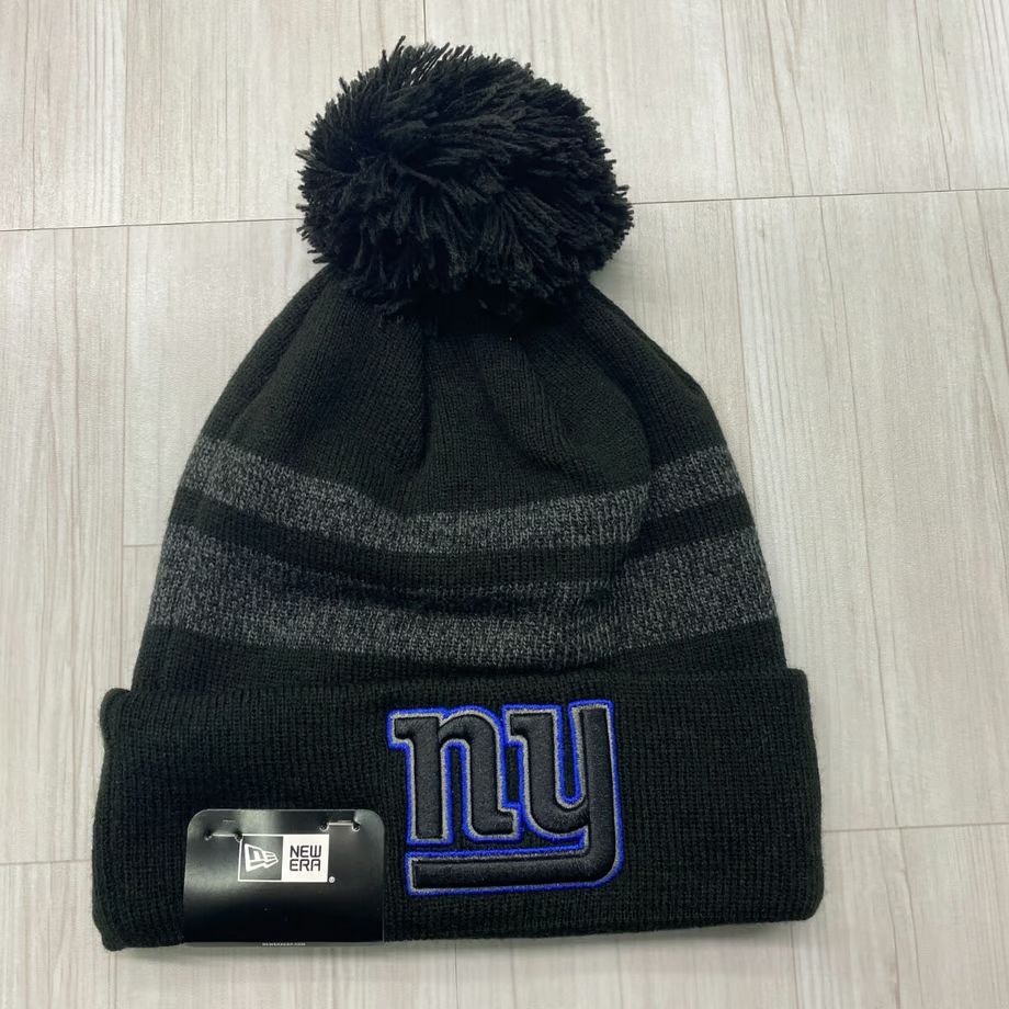 NEWERA USA ニューエラ NFL ニューヨーク ジャイアンツ NY Giantsポンポン付き ニット帽 黒