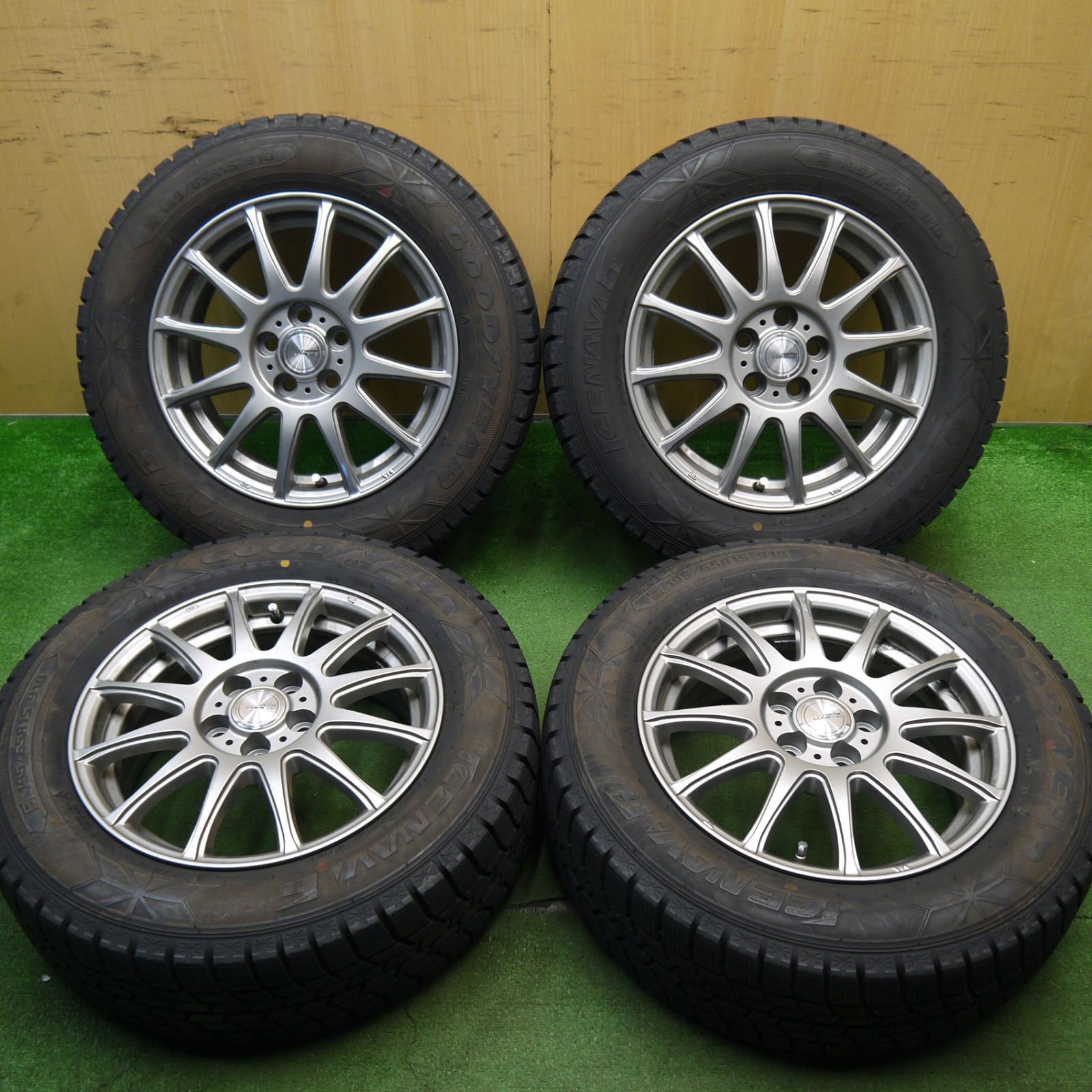 バリ溝 キレイ ほぼ10分 プリウス 等 195|65R15 スタッドレス グッドイヤー アイスナビ6 ravrion LUMIERE ラブリオン 15インチ PCD100|5H 5042801Hス