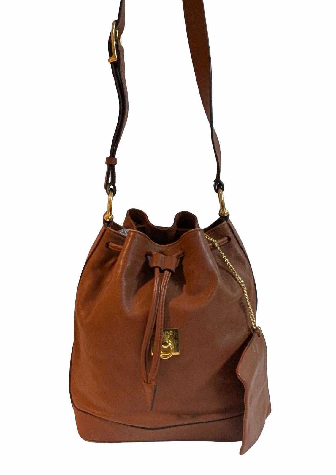 【SALE】CELINE 巾着 バッグ CELINE セリーヌ レザー 巾着ショルダーバッグ ポーチ付き