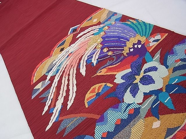 平和屋本店□極上 手織綴れ 山鹿清華 太鼓柄袋帯 鳳凰 金糸 逸品