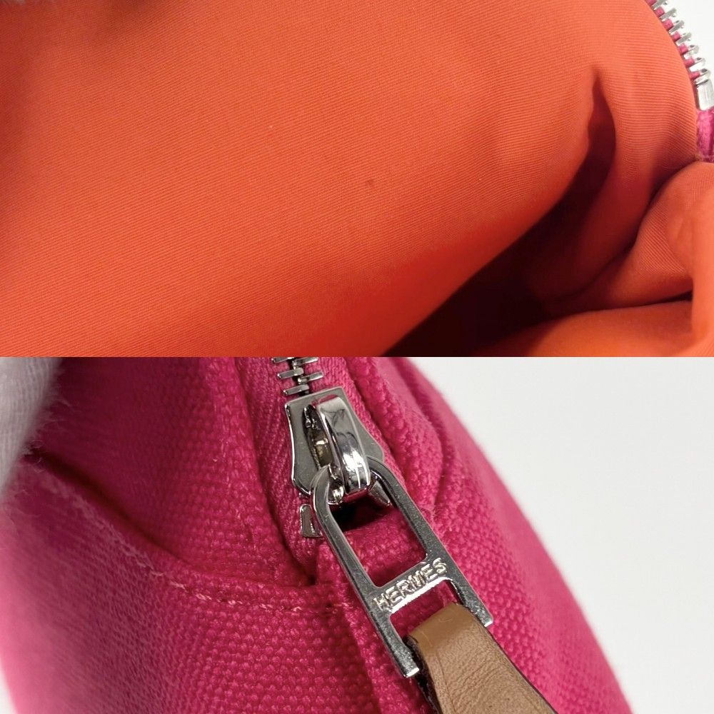 ★HERMES/エルメス★ボリードポーチ・20・コットン・シルバー金具・ロゴ刺繍 エルメス ポーチ レディース ボリードポーチ20 小物入れ バイ
