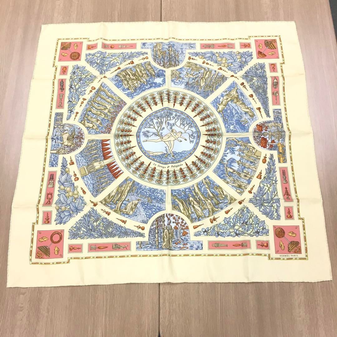 エルメス　HERMES　スカーフ　カレ90　ポリフィルの夢想 エルメス カレ90 スカーフ シルク ポリフィルの夢想 ストール FP74